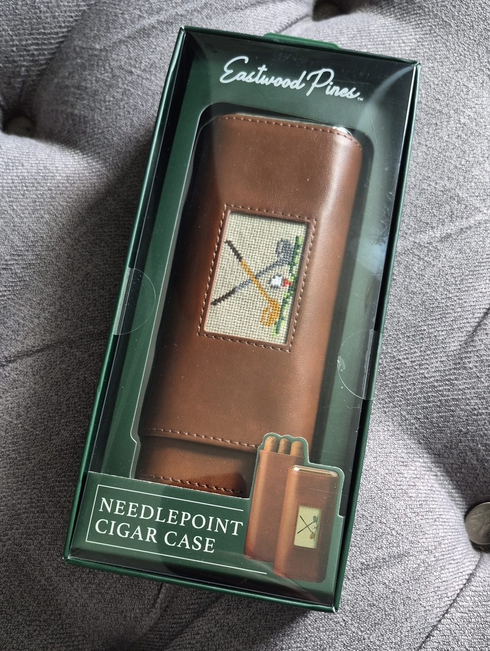 Eastwood Pines Leather Needlepoint Cigar Case
